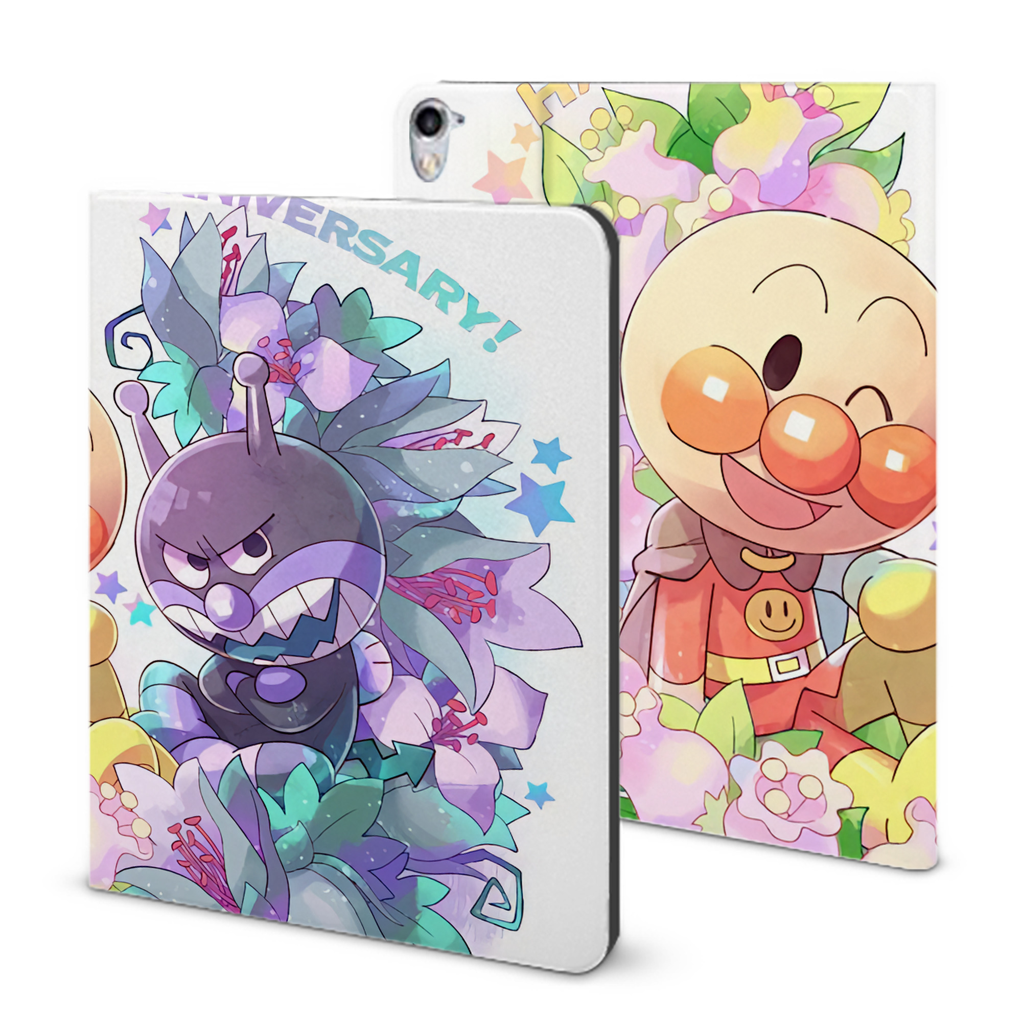 （画像用） アンパンマン Anpanman IPad ケース ブック型 PUレザー TPU 耐衝撃 軽量 薄型 ペン収納なし 全面保護 IPad 各モデル対応